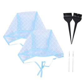 SAFIGLE 6PCS Hair Highlight Kit with Hook Brush Disposable Highlighting Cap for Home and Salon Hair Dyeing Includes Caps and Brushes for Professionals and Beginners