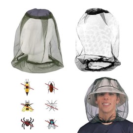 2PCS Midge Nets for Head, Bug Bee Keeper MidgeNet, Breathable Wide Brim Fine Mesh Mosquito Head Net, Midge Head Net for Outdoor Hiking Camping Climbing or Walking(Green Black)