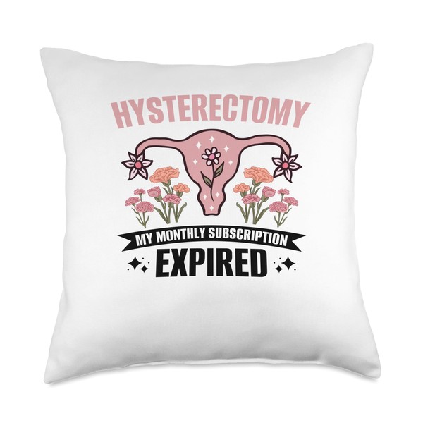 Hysterectomy Gifts Funny Hysterectomy Recovery Uterus Throw Pillow, 18x18, Multicolor
