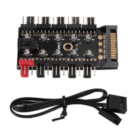 PC Chassis Fan Hub CPU Cooling Hub 10 Port 12V 4 Pin Fan PWM Hub, CPU Cooling Fan Hub for Computer Motherboard (Serial ATA Power)