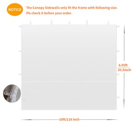 TGEHAP Canopy Tent Sidewalls for 10x10, 10x20 Pop up Canopy Tent Frame, 2Pack SunWalls Only,White, (Canopy Tent NOT Included) (2 Pack sidewalls)