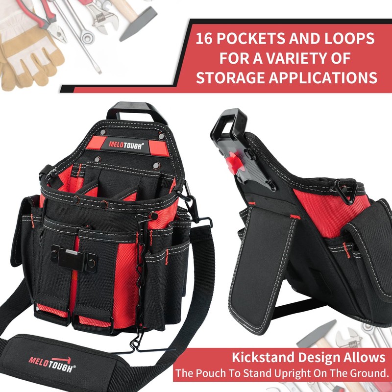 MELOTOUGH Professional Electrician Tool Pouch Bag with Shoulder Strap Tool