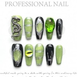 Press on nails,Handmade,Meduim Length,Cute,Super Strong,3D charms - Color: C80, size: s