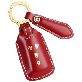 [smasol] NBOX Key Cover NBOX Custom Genuine Leather Key Case JF1 JF2 JF3 JF4 Key Case 3 Buttons 4 Buttons One Side Slide Dedicated Design Both Sides Slide, Red (foil) / 4 Button