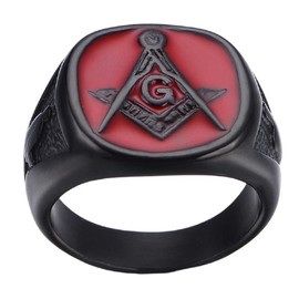 PikaLF Masonic Ring for Men, Masonic Freemason Ring, Retro Freemason Symbol Masonic Rings, Hip Hop Biker Ring, Vintage Religious Amulet Ring, Punk Masonic Jewelry Gift for Men Boys (V1/2)