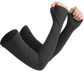 CINECE Arm Cover, Cooling Sensation, UV Protection, Mesh Material, Sports, Sun Protection, Stylish, Long, Men's, Women's, Summer, Sweat Absorbent, Quick Drying, Gray with finger holes