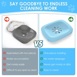 AONKEY 3L Dog Water Bowl No Spill, 101oz Large Spill Proof Dog Bowl Reduce Refill, Anti Splash No Mess Dispenser Dripless Slow Drinking Water Bowl for Sloppy Messy Drinkers (Sky Blue)