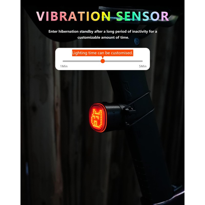 TOWILD TL08 Bike Rear Light with Expression DIY Function,Gradient Color