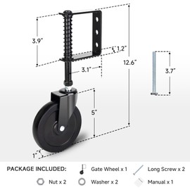 5 Inch Heavy Duty Farm Gate Support, Outdoor PVC Fence Helper - Spring Loaded, Swivel 360, 220 Lbs Capacity, 1 Pack