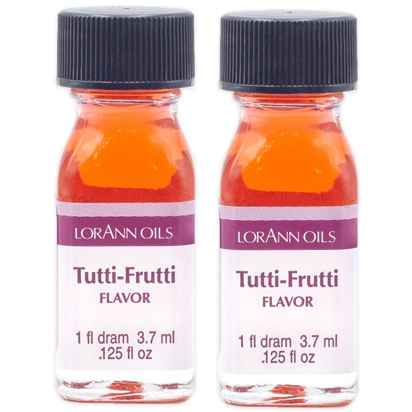 LorAnn Super Strength Tutti-Frutti Flavor, 1 dram bottle (.0125 fl oz - 3.7ml) - 2 Pack -includes a recipe