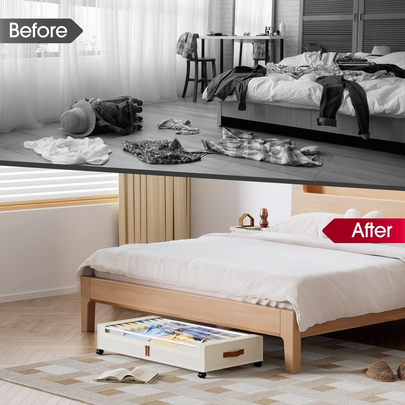 Yecaye Under Bed Storage with Wheels 2Pack, 70L Larger Capacity