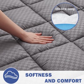 OLANLY Cal King Quilted Fitted Mattress Pad, Cooling Soft Mattress Topper, Elastic Fitted Mattress Cover Stretches up to 21 Inches Deep, Machine Washable Mattress Protector (72x84 inch, Dark Grey)
