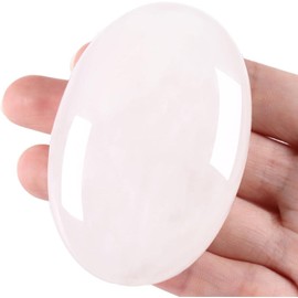 QINJIEJIE Large Clear Quartz 2.4 Inch Oval Crystal Natural Crystals Gemstones Worry Stones Worry Stones Polished Stones Reiki Stones for Anxiety Relieve Yoga Meditation Decoration 1 Piece