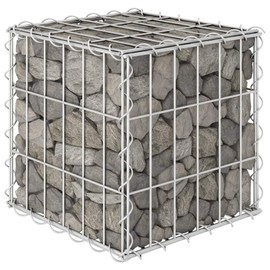 vidaXL Cube Gabion Raised Bed Garden Stone Basket Cage Retaining Wall Outdoor Patio Lawn Flower Plant Bed Planter Border Steel Wire 23.6"