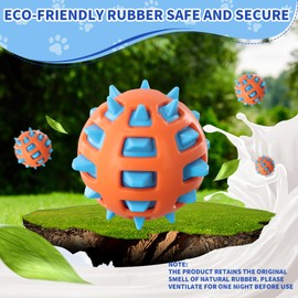 Elastic Dog Balls Made of Rubber, Indestructible Two-Color Dog Toys, Squeaky Dogs Ball, Dogs Toys with Soft Thorns, suitable for Large and Medium Pets to Chew, Relieve Boredom, Clean Teeth