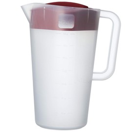 Goodcook 1/2 Gallon Plastic Straining Pitcher Square Lid with 3 Strainers and Close No Spill, Dishwasher Safe, White