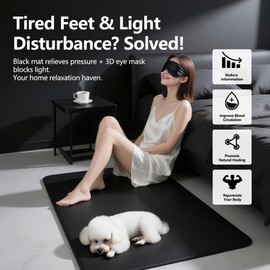 Grounding Mat + 3D Sleep Mask Set | Anti-Static, 24×16 Inches, Boosts Energy & Relieves Stress, Ultra-Soft 3D Contoured Eye Mask for Better Sleep