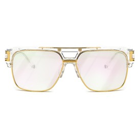 SHEEN KELLY Retro Oversized Aviator Sunglasses for Men Women Gold Metal Frame Square Sunglasses, 8