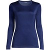 Lands' End Womens Silk Interlock Crewneck Deep Sea Navy Regular