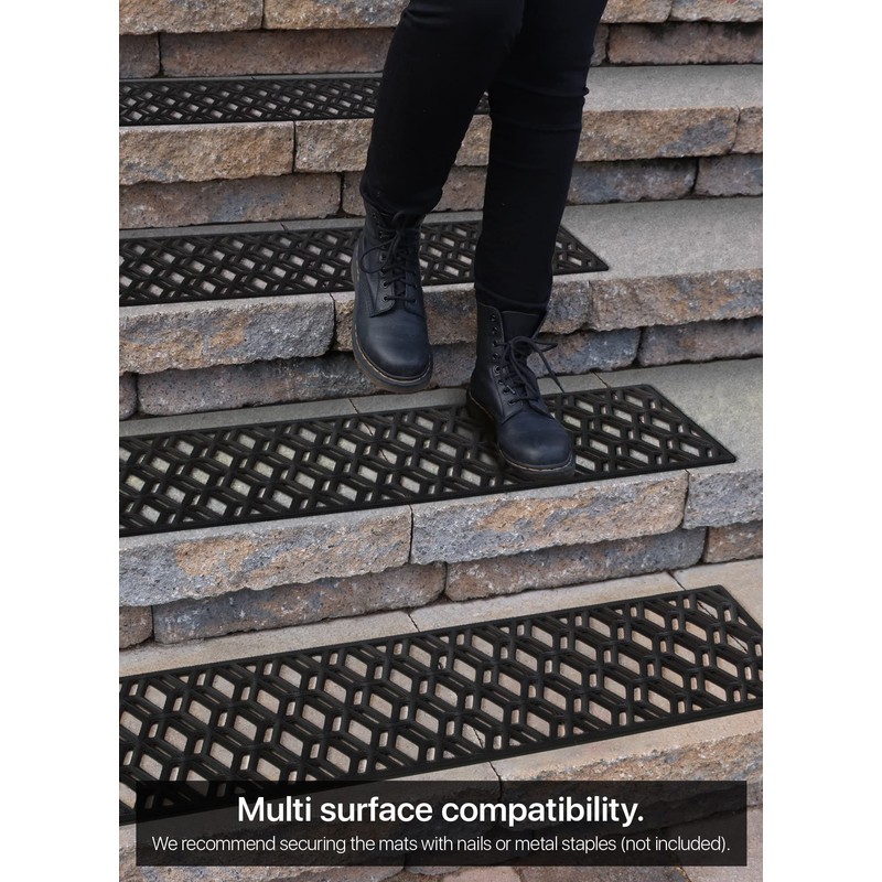 Rubber Stair Treads Non-Slip Outdoor 42”x10” (5-Pack) – Anti-Slip Step