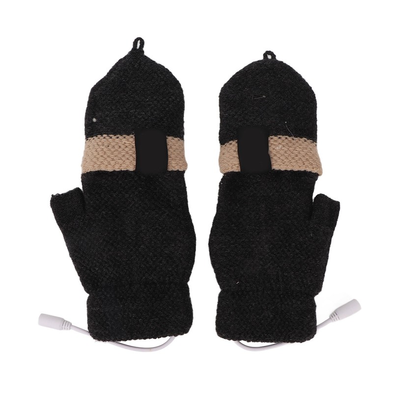 USB Heated Gloves Full and Half Fingers Washable Knitting Electric