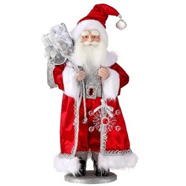 Regency International Fabric Jewel Santa with Snowflake on Base 21-inch, Red/Silver/White, Christmas Decor, MTX74196-RDSW, Large