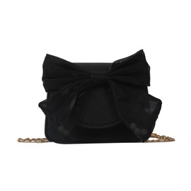 TQUXNGA 2023 Small Square Solid Color Bow Chain Bag Lipsticks Trendy Shoulder Bag for Women Girls, black