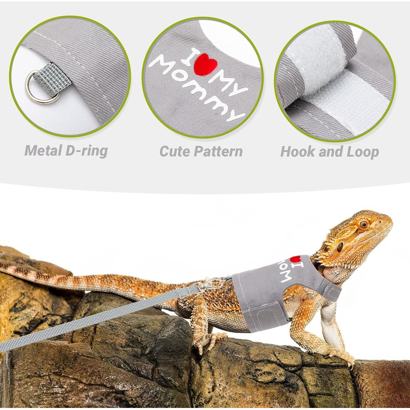 Crested Geckos Travel Carrier with Security Printing Harness Leash Set,Lizard
