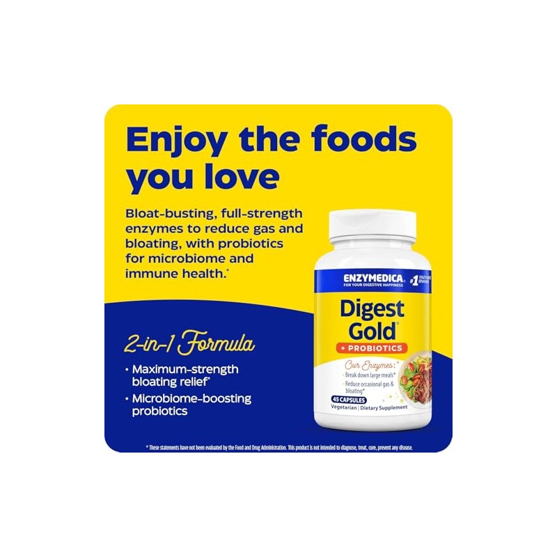 Enzymedica | Digest Gold + Probióticos, 45 Cápsulas