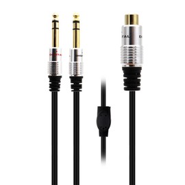 AWADUO Cord Gold-plated Y Splitter Cable, Professional Rubber Line Cable 3.5mm Female to 2x6.35mm TRS Male Cords OD 5.5 for Audio Equipment, Microphone, Mixer(Black/0.5M)