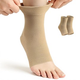 Beugo 1 Pair Ankle Support Compression Stockings, Skin Tone L
