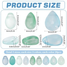 PH PandaHall 180pcs Teardrop Beads 9 Styles Water Drop Crystal Glass Beads Transparent Loose Beads Charms Blue Green Series Tear Drop Crystal Spacer Beads for Earrings Jewelry Making Craft Supplies