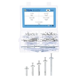DTGN 1/4" x 1 to 3"(D x L) Drive Anchors Set - 50Pack - Good for Metal Steel Aluminum Concrete - Hammer Drive Nail - Silver