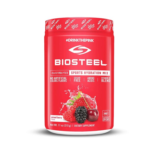BioSteel Hydration Mix - Sugar Free, Essential Electrolyte Sports Drink Powder - Mixed Berry - 45 Servings