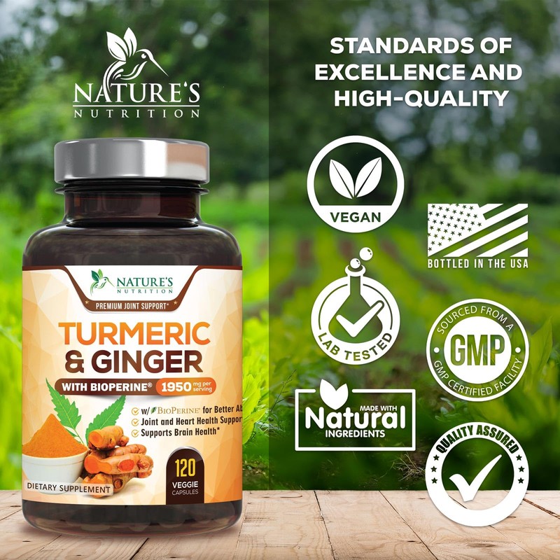 Turmeric Curcumin Supplement 1950mg with Organic Turmeric & Ginger, 95%