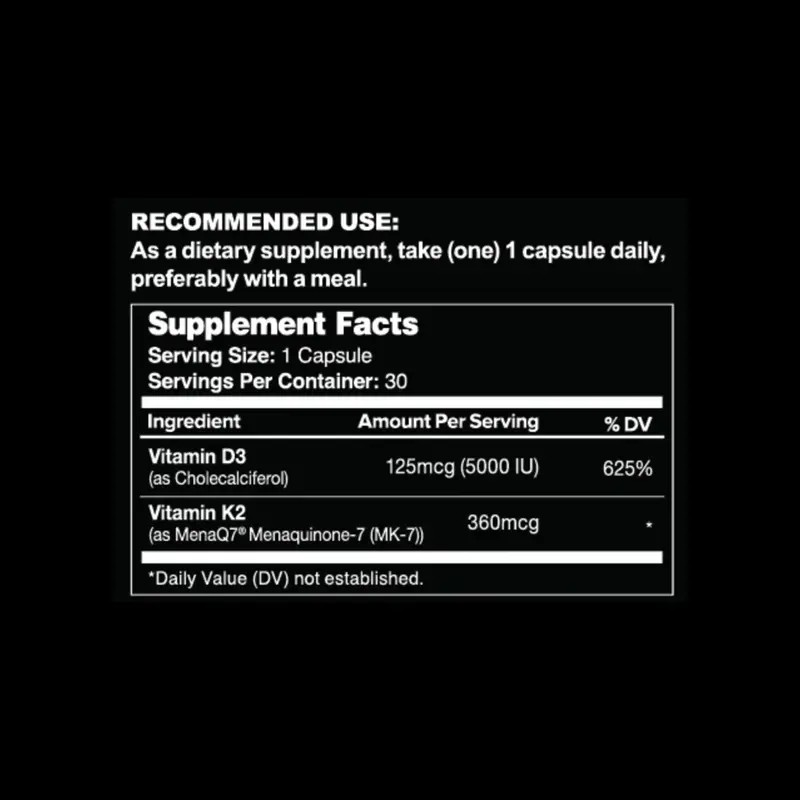 Leviathan Nutrition Vitamin D3 K2 – 5000 IU D3 +