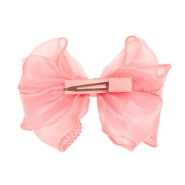 HAIRBOWS Girls' Organza with Trimmed Edge Bow with a Knot Wrap Center on a Clip, Hair Clip for Girls,Teens, and Women, 4 Inch Bow, Black