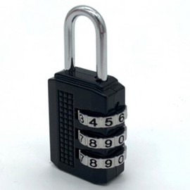 Compact Travel 3-Digit Dial Combination Lock Black 3ea