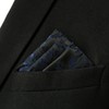 S&W SHLAX&WING Blue Pocket Square Black Abstract Men's Silk, blue