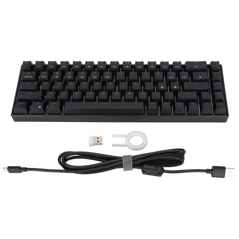 Wireless 2.4 G Mechanical Keyboard Black 68 Keys RGB Dynamic