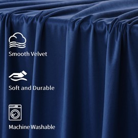 FMFUNCTEX Velvet Blackout Curtains Navy Blue Thermal Insulated Curtains for Bedroom Living Room Darkening Curtains 90 Inches Long Soft Luxury Rod Pocket Dark Blue Drapes Dining Room 2 Panels Set