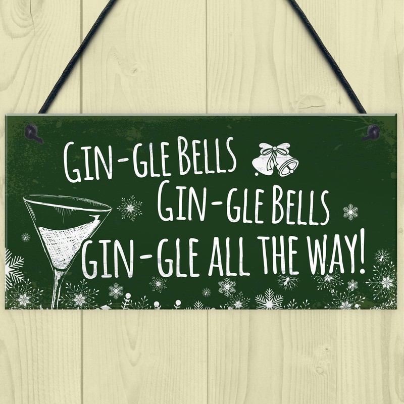 RED OCEAN Funny Gin Sign Hanging Plaque Christmas Decoration Xmas
