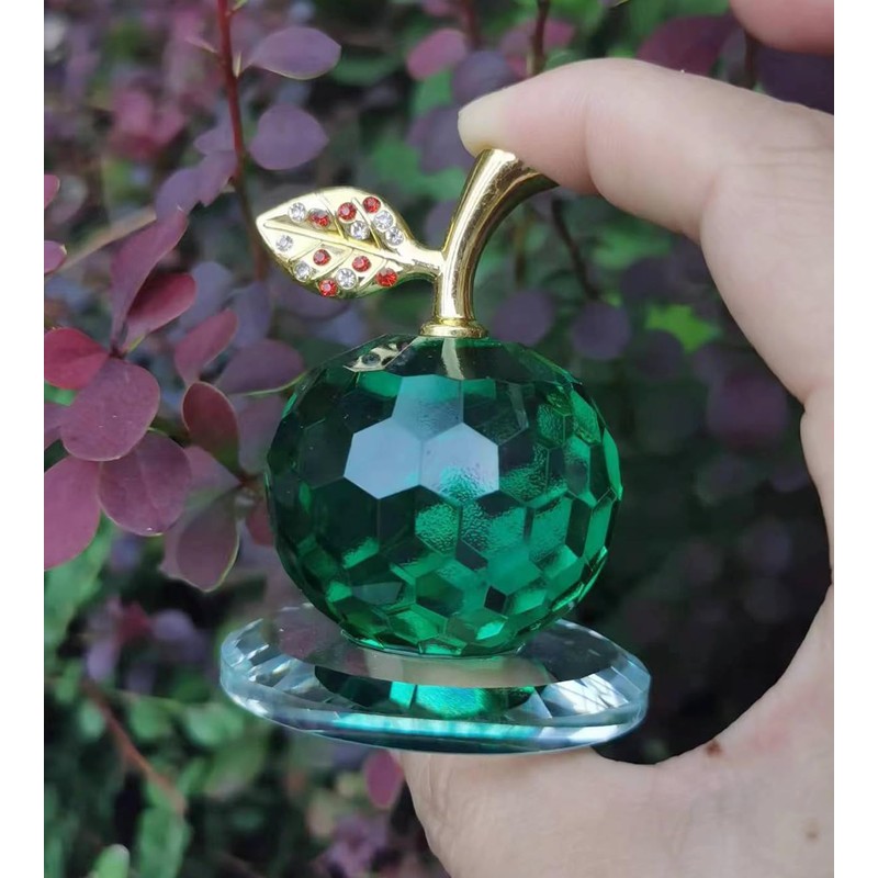 LOTOWELZON 50mm/1.97in Base Stand Crystal Apple Figurine Home Decor Crystal