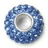 Metal Factory (1 Pc) Blue Crystal Ball Bead Sterling Silver