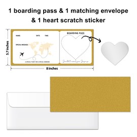 Jdgbo Gold Boarding Pass Gift Ticket, Boarding Pass Fake Airline Tickets DIY Scratch Off Travel Tickets With Envelopes, Scratch & Reveal Gift for Anniversary Graduation Wedding Birthday/002(1 Set)