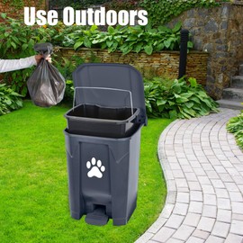 mayayaday Dog Poop Trash Can Outside with Pooper Scooper, Outdoor Dog Waste Trash Can with Lid Waste Bag Odor Control for Yard Garden, 20L Grey
