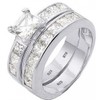 925 Sterling Silver Princess Cut Cubic Zirconia Ring with Half