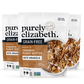 Purely Elizabeth, Cinnamon Peanut Butter, Keto Granola with MCT Oil, Grain-Free (3 Ct, 8oz Bags)