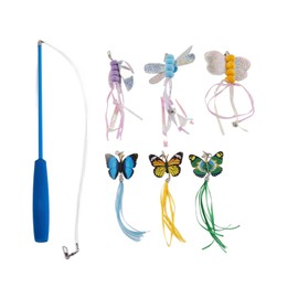 7pcs Cat Tassel Toys Play Chase Exercise Multifunctional Cat Butterfly Wand Toy for Cat Kitten