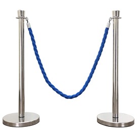 Mirror Taper Top Rope Stanchion in 3 pcs Set, VIP Crowd Control (60" Blue Braided)